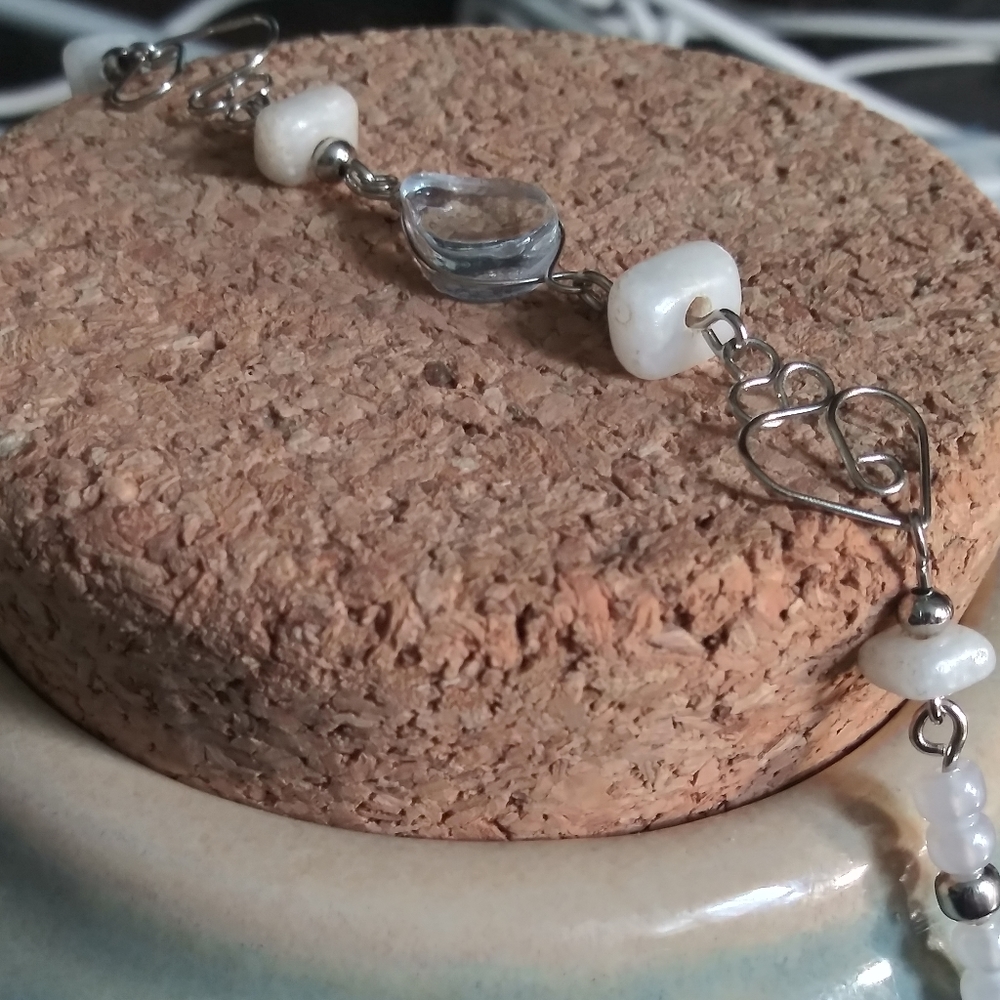 3 for $12 Clear Semi Precious White Stone Bracelet